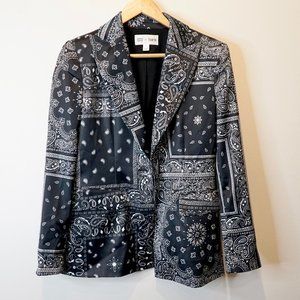 BAR III Zerina Akers Printed Bandana Blazer, Blue + White, Size Small
